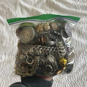 Mystery Jewelry Lot Pieces To Upcycle Broken Craft Project Mixed Metal 11 Oz